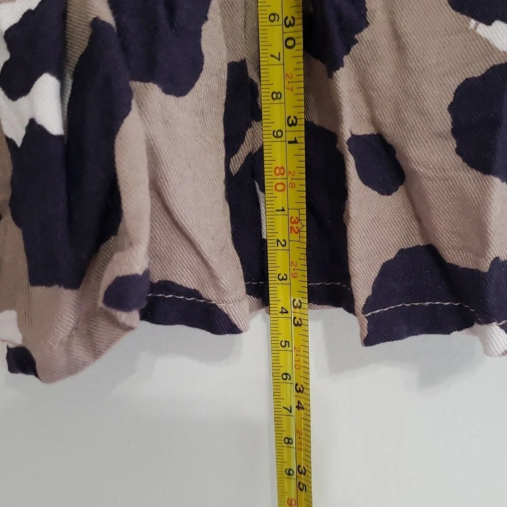 Mud Pie Cow Print Mini Shirtdress Small Tan Black Long Sleeve Tier Babydoll